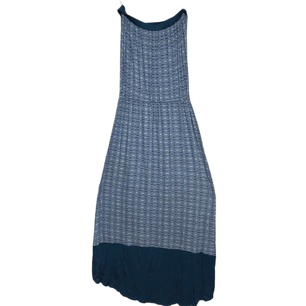 Velvet By Graham & Spencer Maxi Dress Blue Geometric Strapless Boho Resort XS